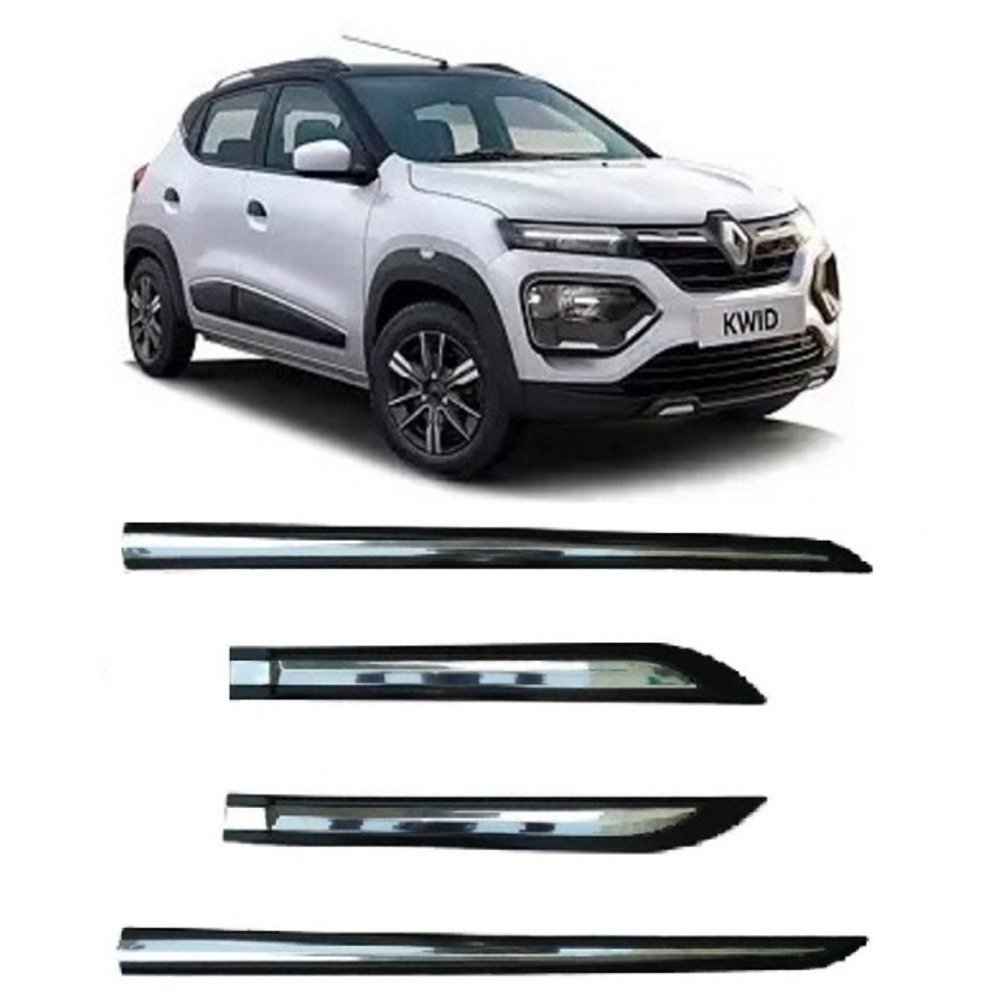 Car Door Side Beading For Kwid  - Silver & Black